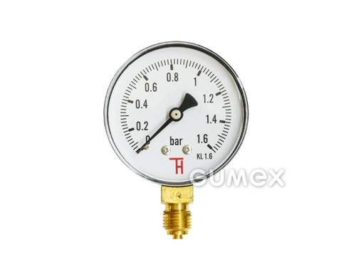 Standard Manometer mit dem Anschluss unten, 63mm, Außengewinde G 1/4", 0-1,6bar, -40°C/+60°C, 